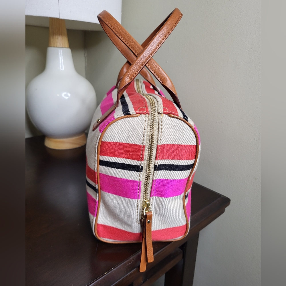 Kate Spade Pink Stripe Fabric Boston Bag - Picture 4 of 9